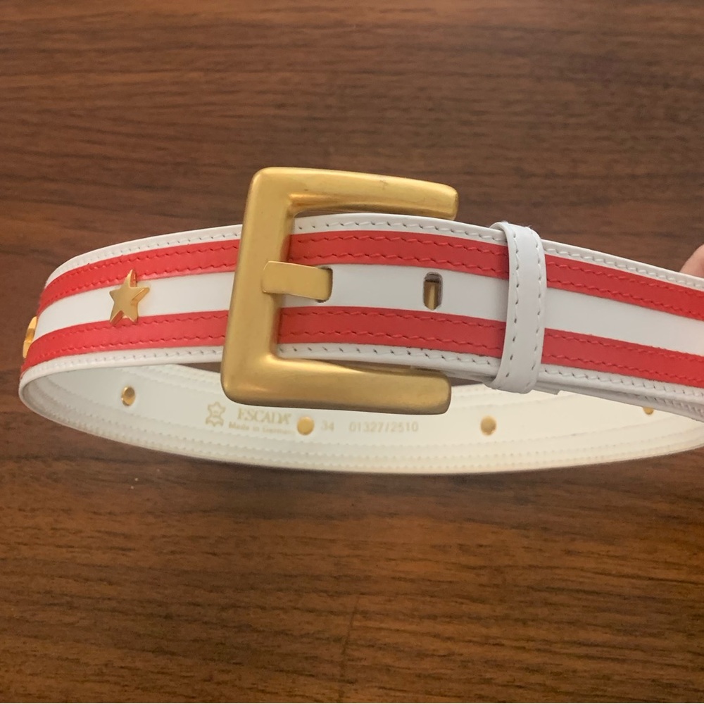 Vintage Escada Red and White Star Belt Sz 34